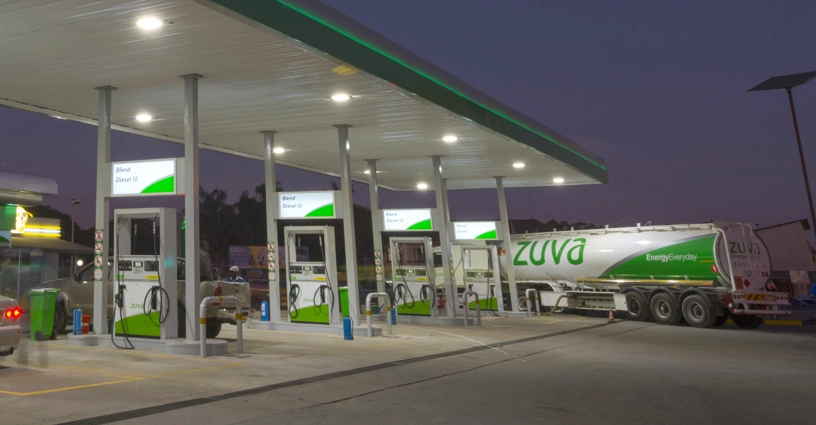 truck next to petrol station